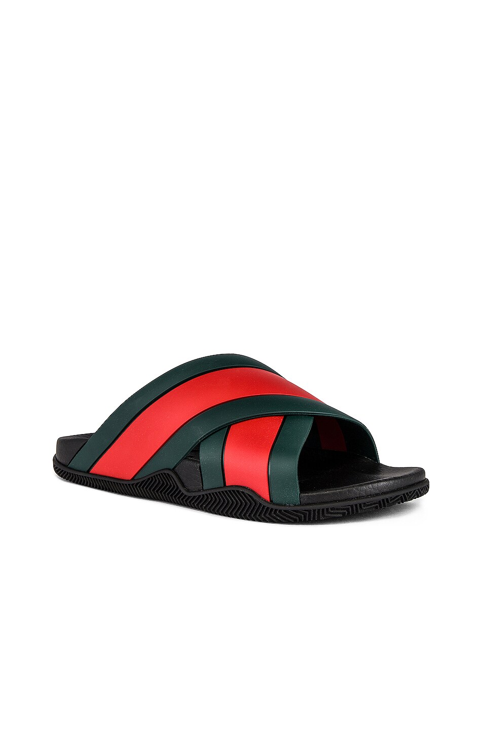 Image 1 of Gucci Agrado Flat Slide in Black & Red & Green