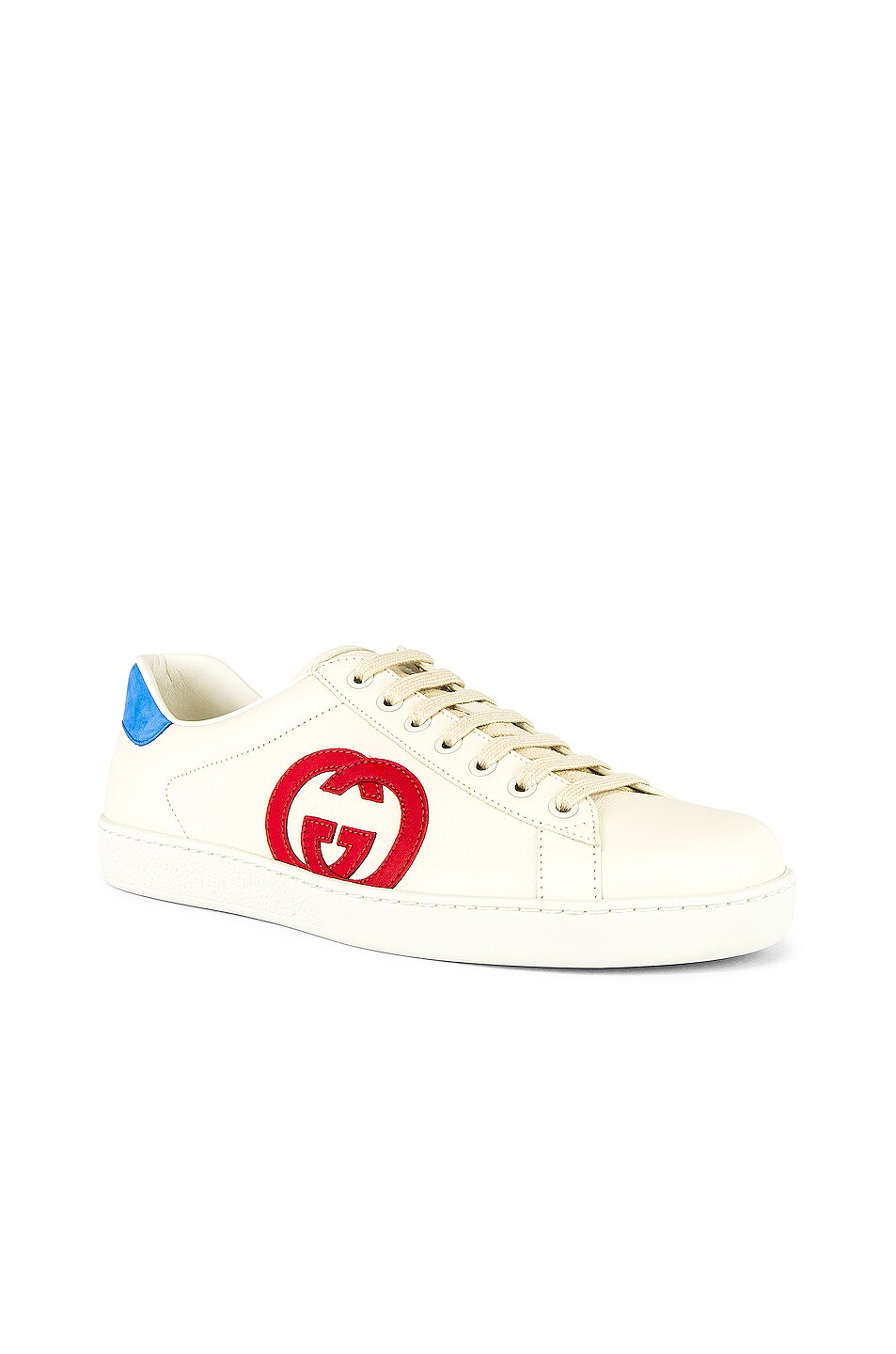 Image 1 of Gucci New Ace Low Top Sneaker in White & Red & Blue