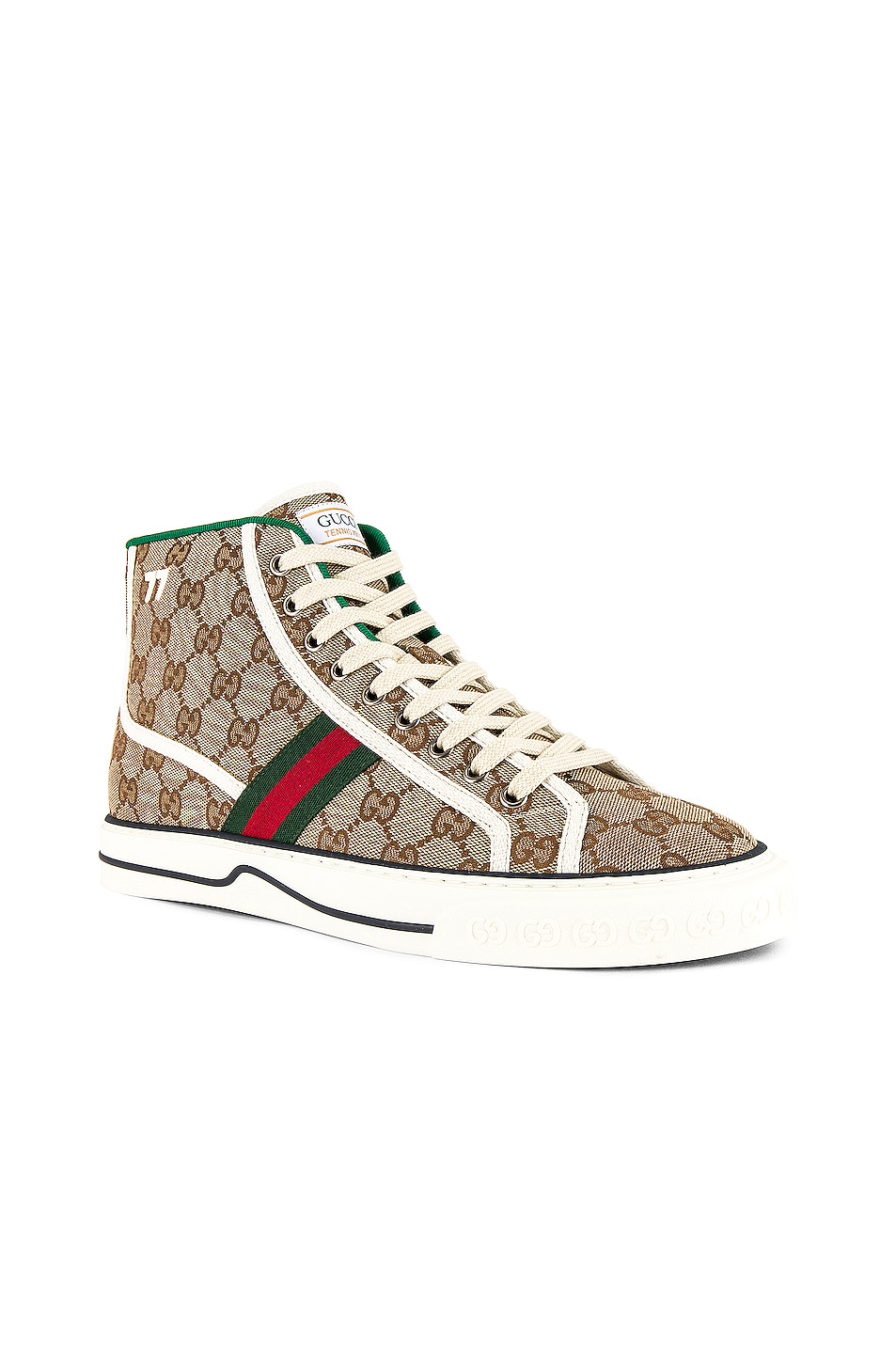 Image 1 of Gucci Gucci Tennis 1977 High Top Sneaker in Beige & White & Red & Green