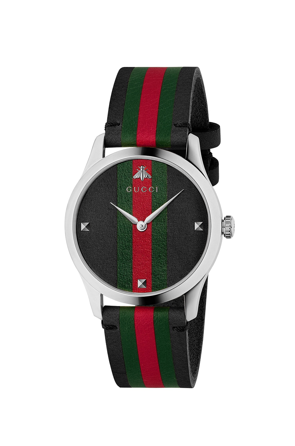 Image 1 of Gucci 38MM G-Timeless Striped Band Watch in Black, Green & Red