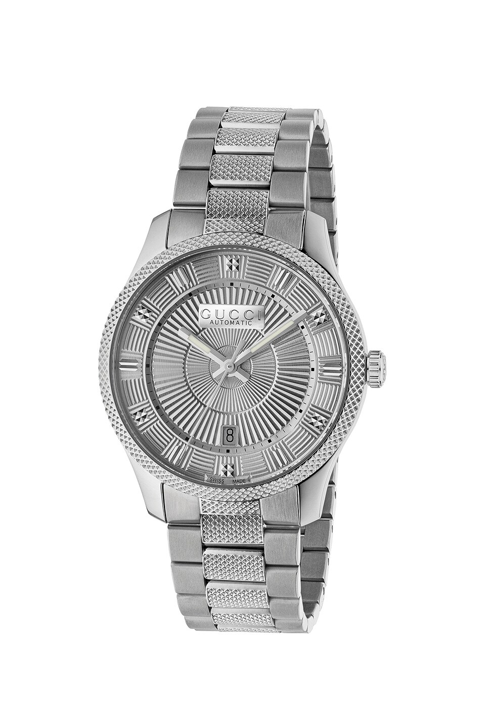 Image 1 of Gucci 40MM Automatic Etched Face Watch in Silver