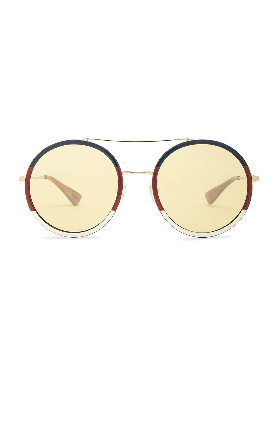 Image 1 of Gucci Web Block Sunglasses in Gold & Blonde Havana