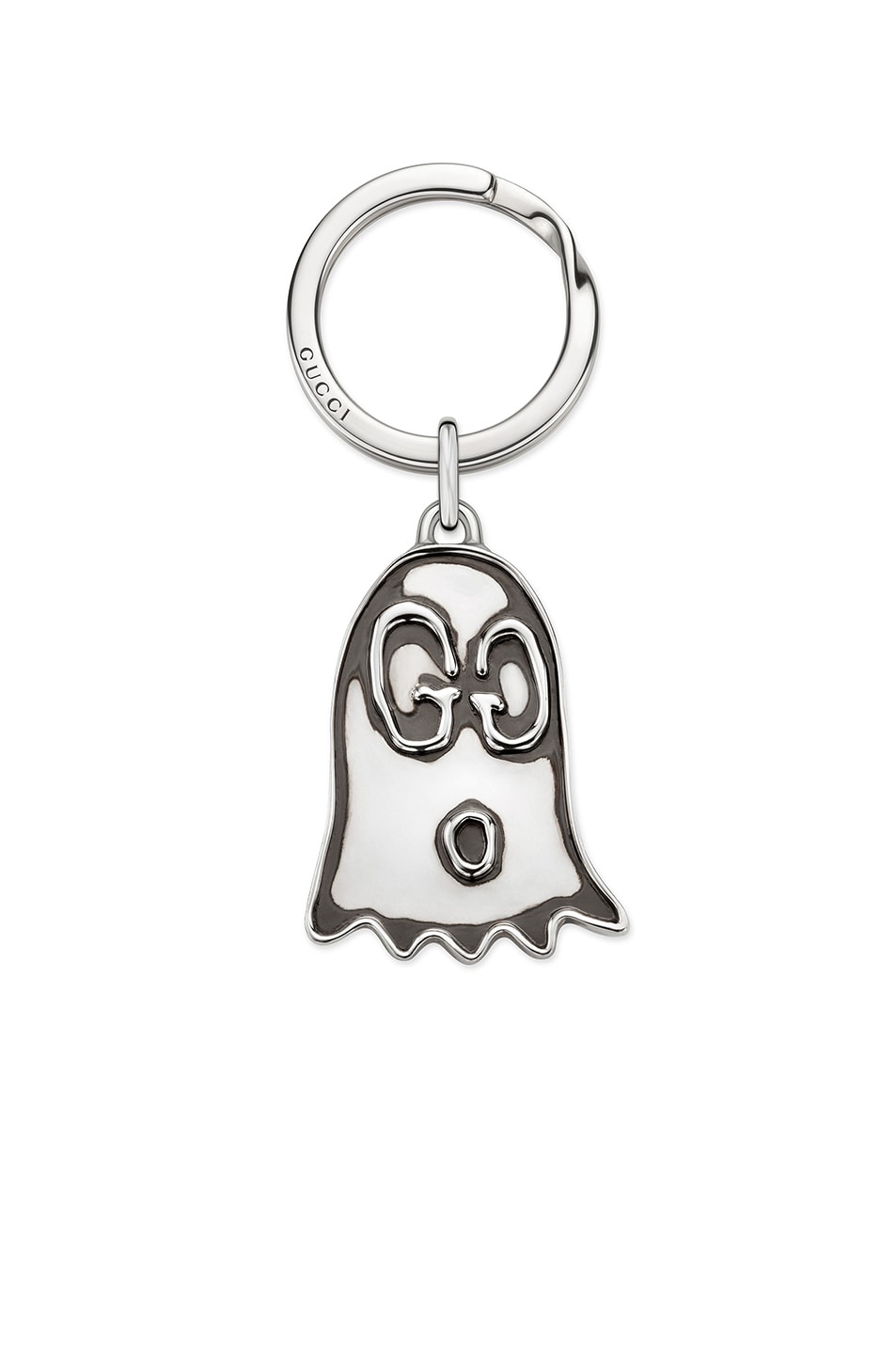 Image 1 of Gucci GucciGhost Keyring in Sterling Silver & Black