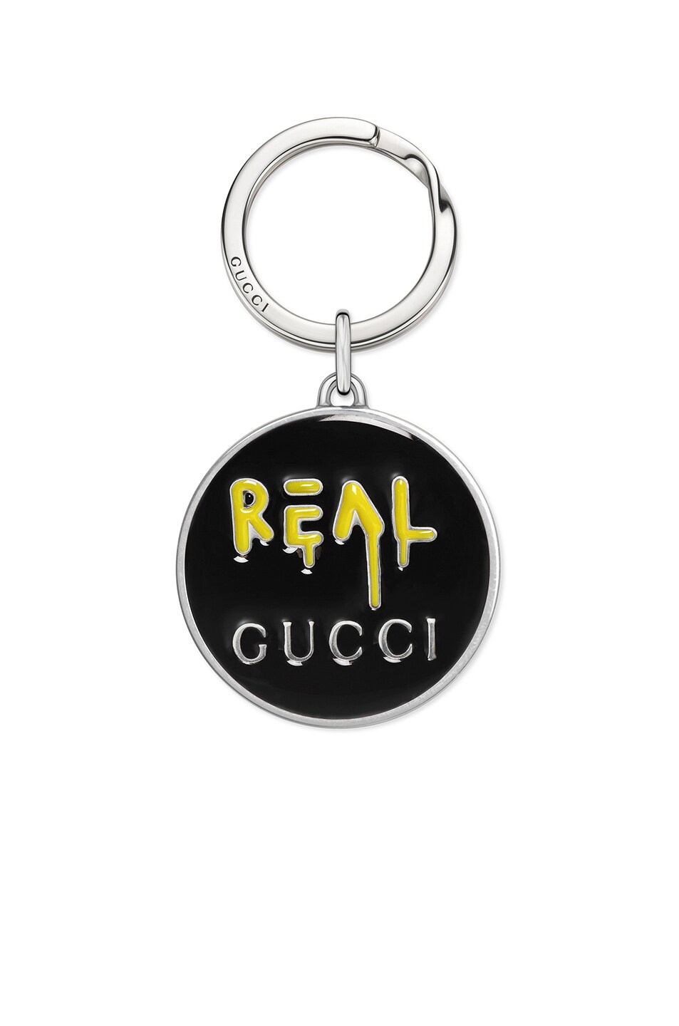 Image 1 of Gucci GucciGhost Real Keyring in Sterling Silver, Black & Gold