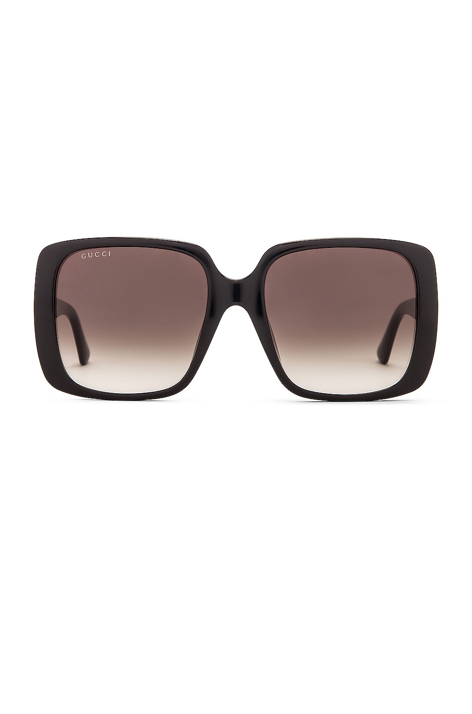 Image 1 of Gucci Logo Square Sunglasses in Shiny Black & Grey Gradient