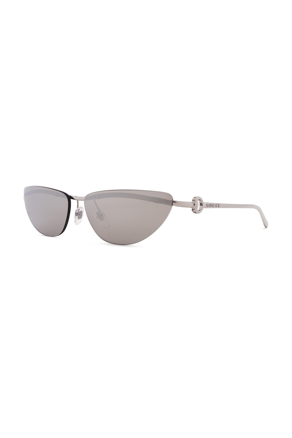 Shop Gucci Horsebit Top Bar Sunglasses In Silver & Grey