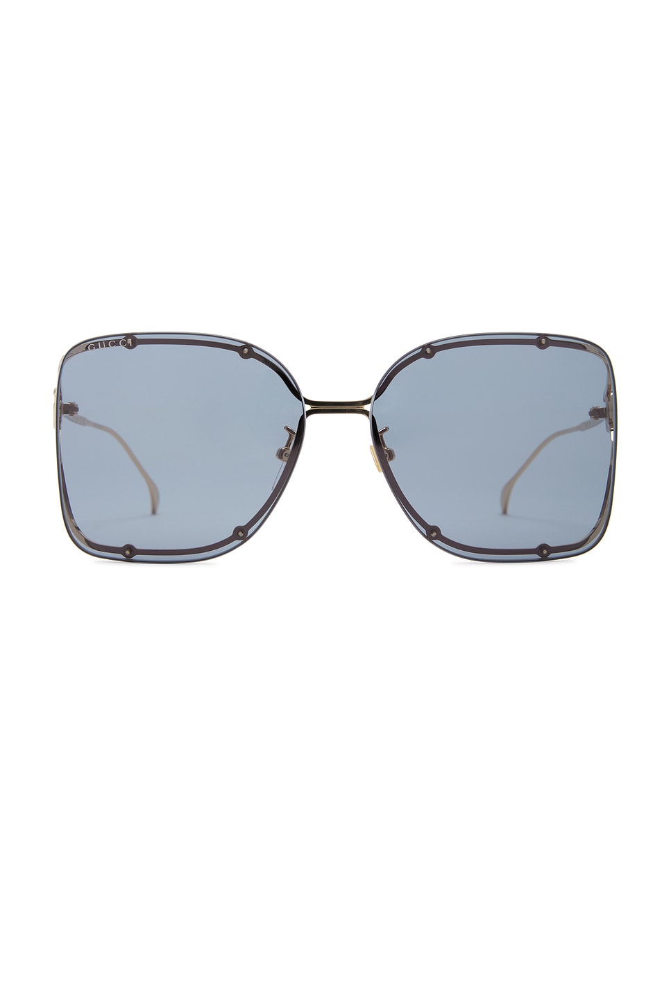 Shop Gucci Flat & Bend Sunglasses In Gold & Grey