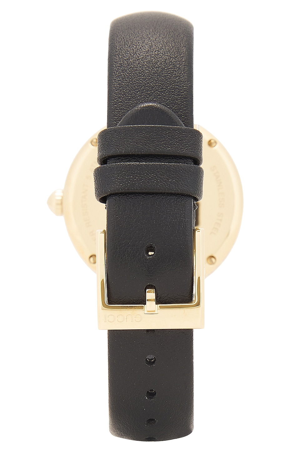 Shop Gucci White Mother Of Pearl Dial Leather Strap Watch In Black