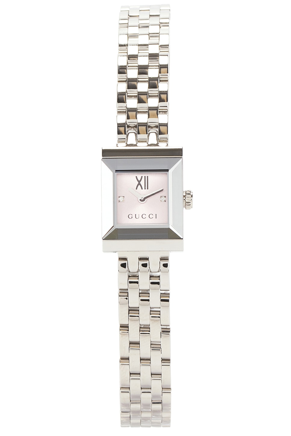 Gucci G Frame Watch In Stainless Steel & Pink