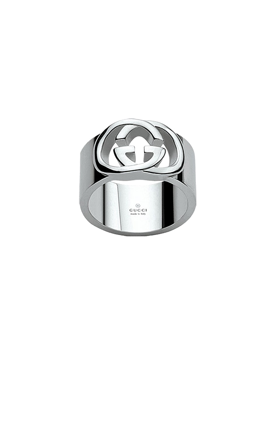 Image 1 of Gucci Interlocking G Motif Wide Band in Sterling Silver