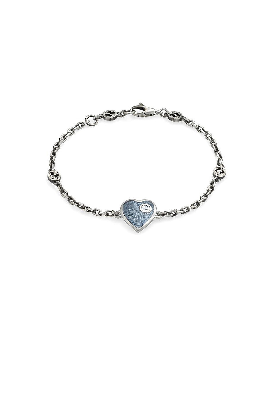 Image 1 of Gucci XS Heart Bracelet in Silver & Blue