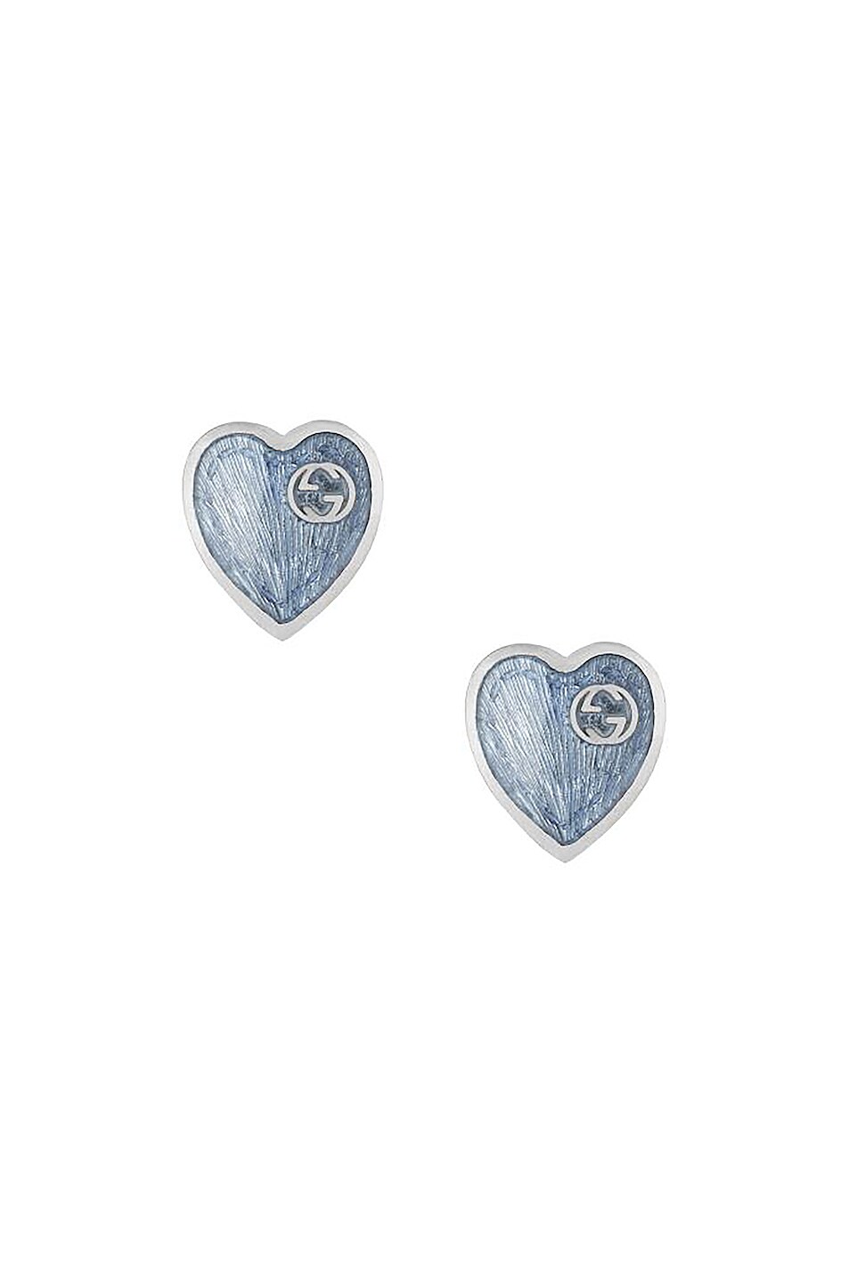Image 1 of Gucci XS Heart Earrings in Silver & Blue