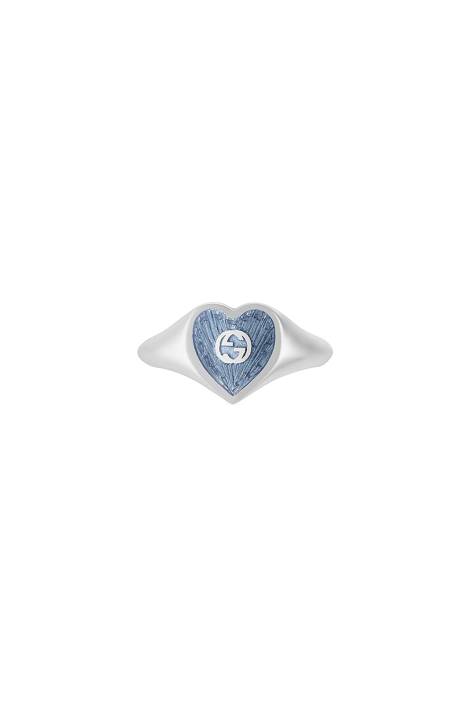 Image 1 of Gucci XS Heart Ring in Silver & Blue
