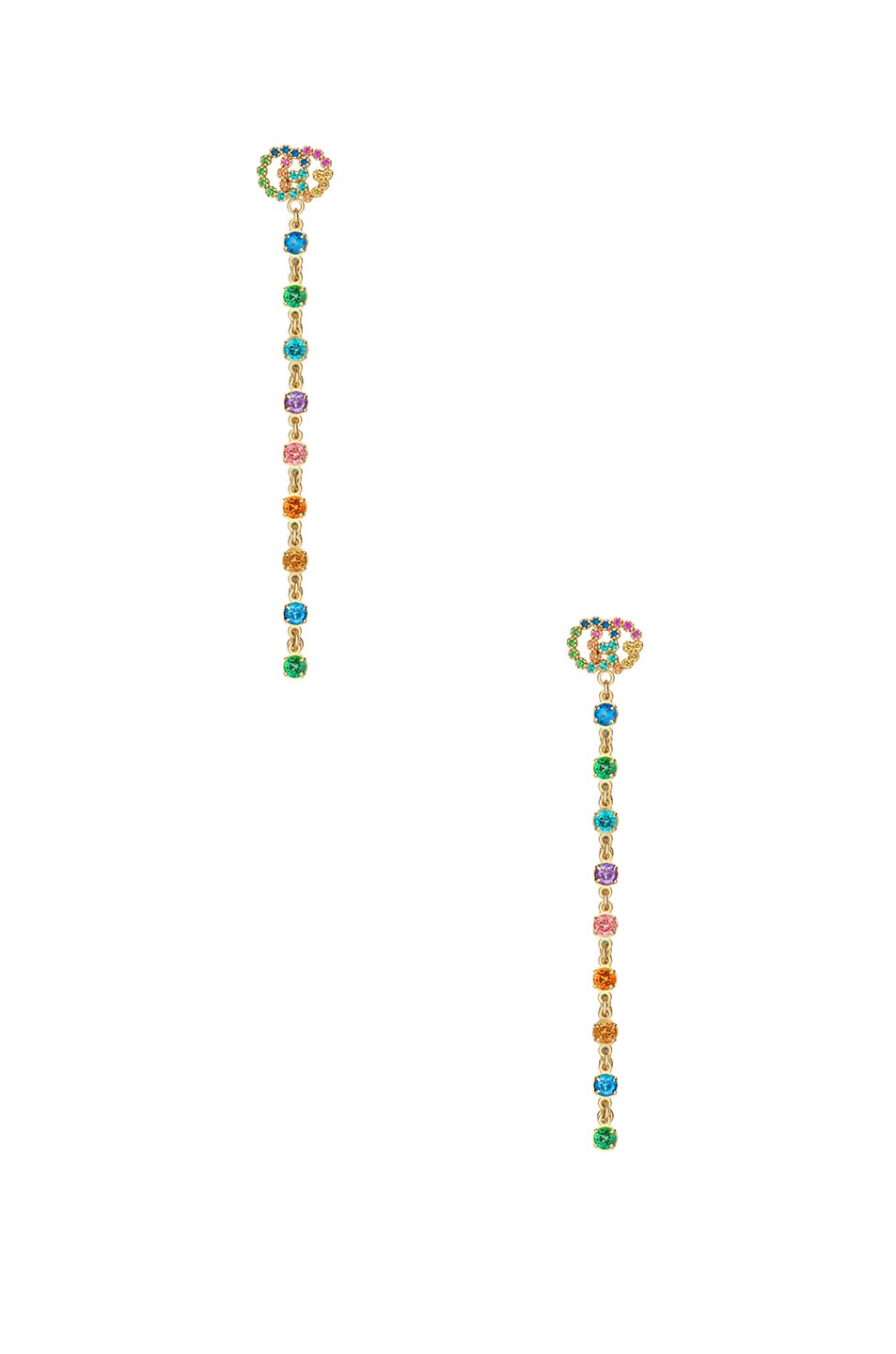 Image 1 of Gucci GG Running Long Pendant Earrings in 18KT Yellow Gold & Multicolor