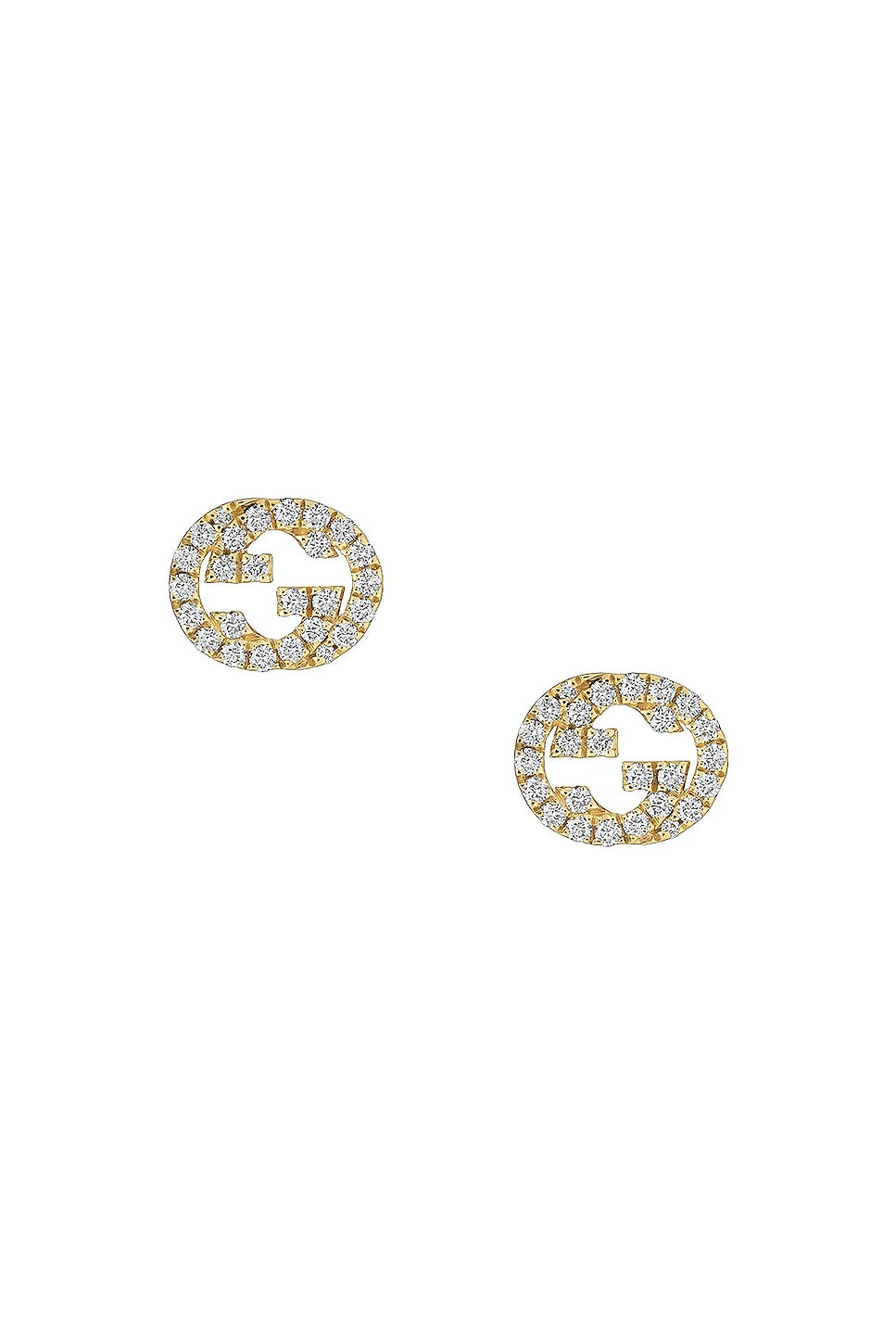 Image 1 of Gucci Interlocking G Earrings in Yellow Gold & Diamond