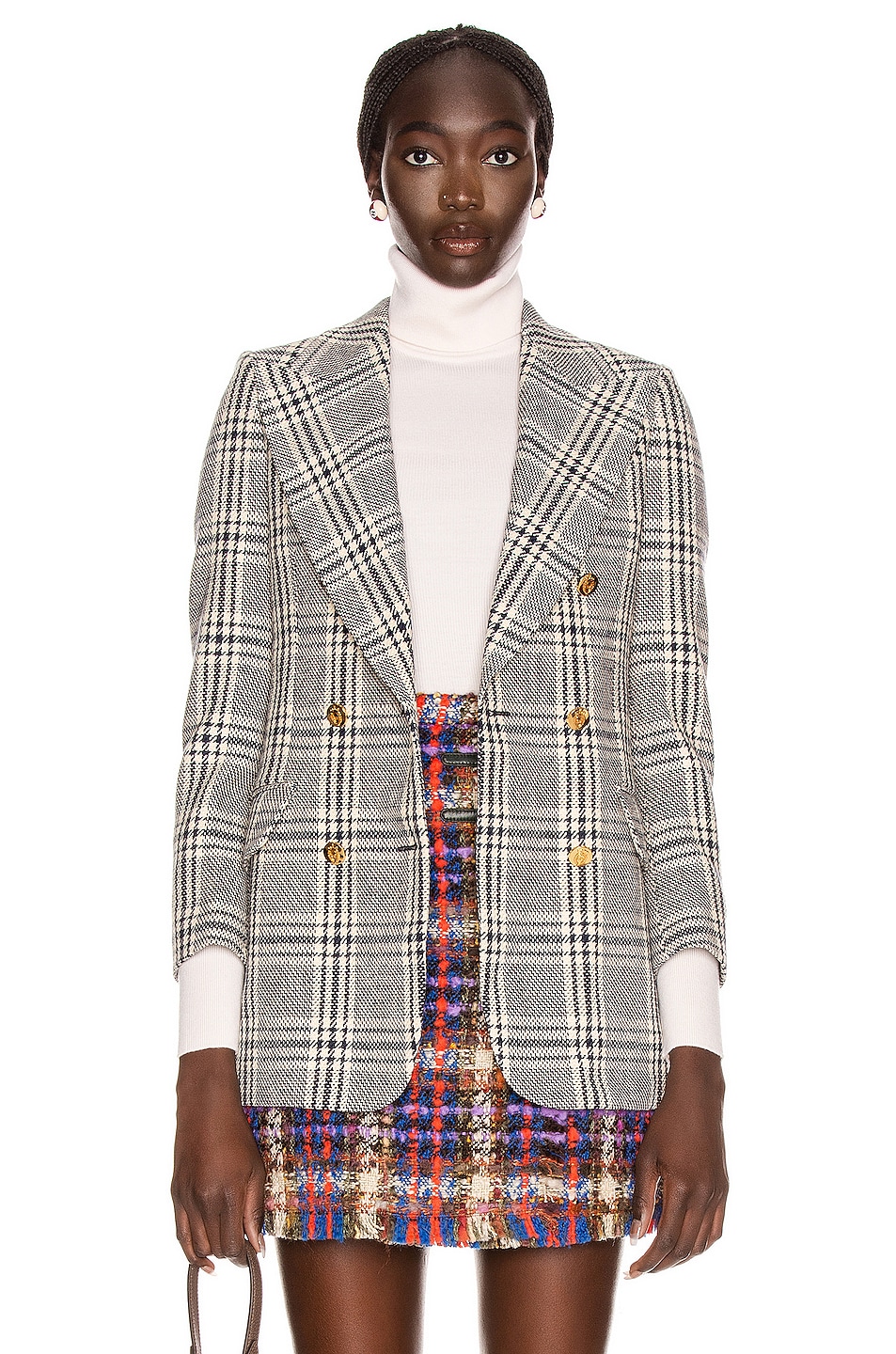 Gucci Plaid Jacket in Blue & White | FWRD