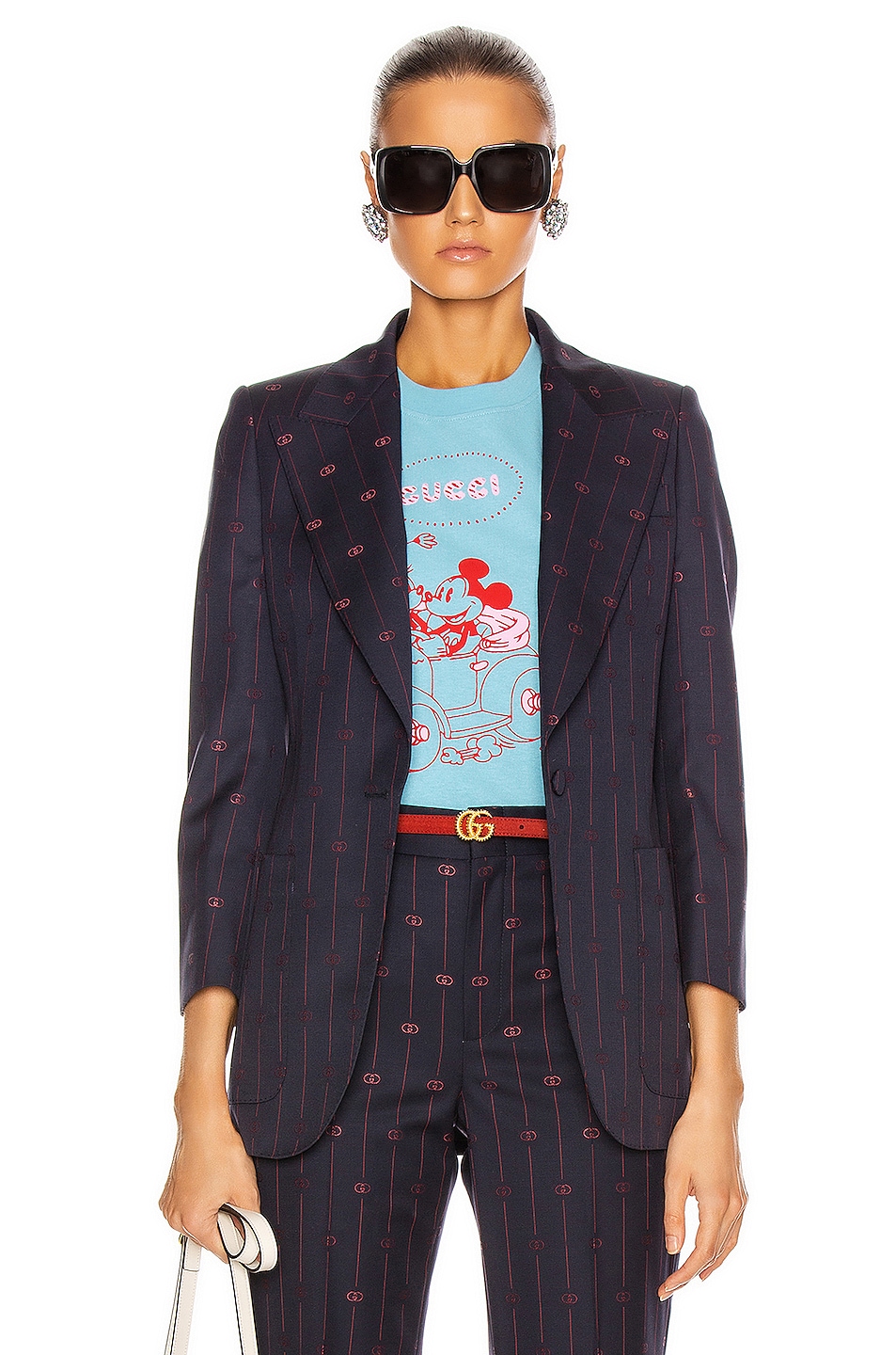Image 1 of Gucci GG Pinstripe Jacket in Blue & Red