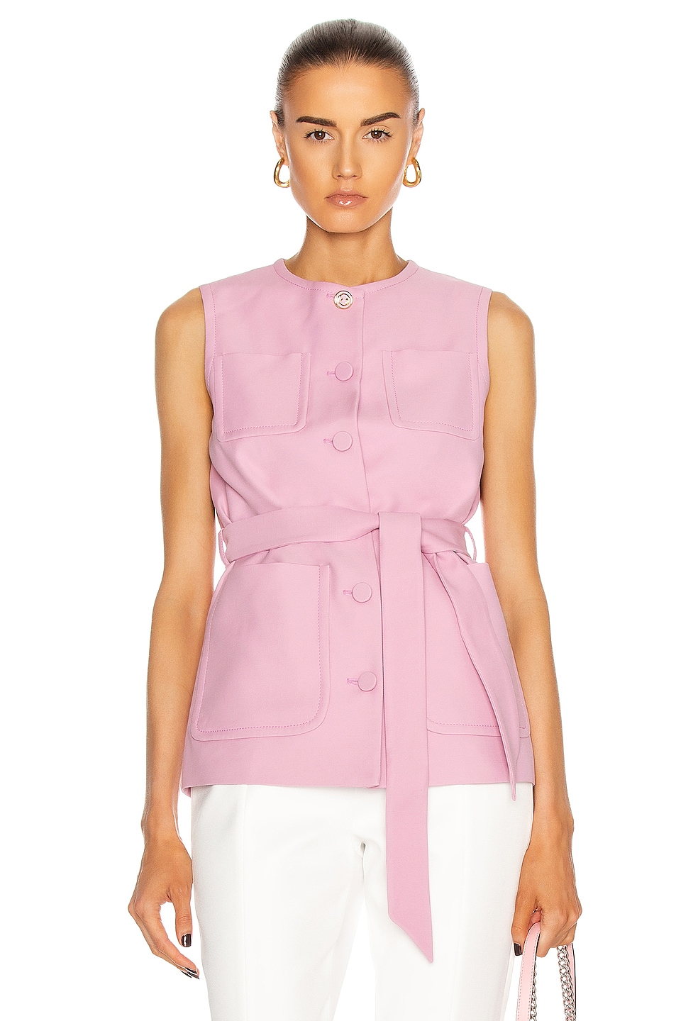 Image 1 of Gucci Sleeveless Belted Vest in Lilac Rose & Mix