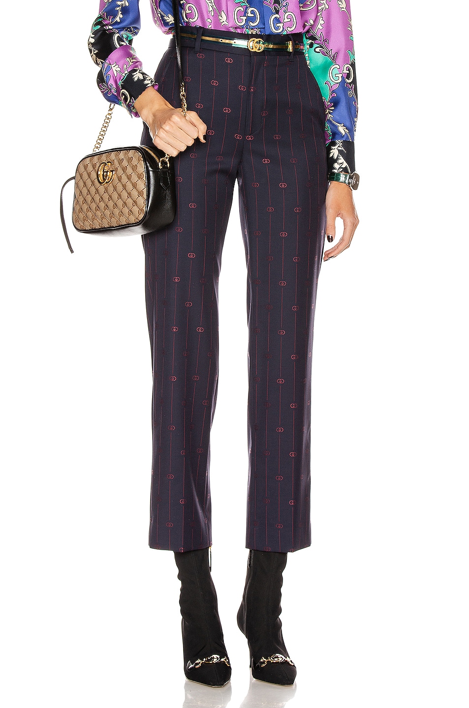 Image 1 of Gucci GG Thin Stripe Pant in Blue & Red