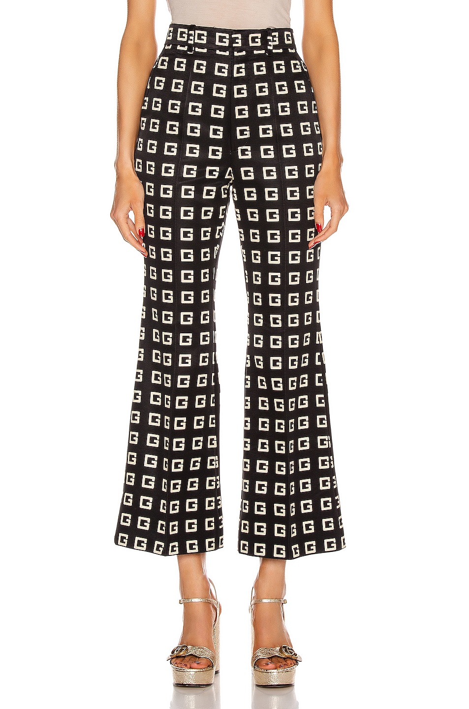 Image 1 of Gucci Cropped Pants in Black & Green & Red
