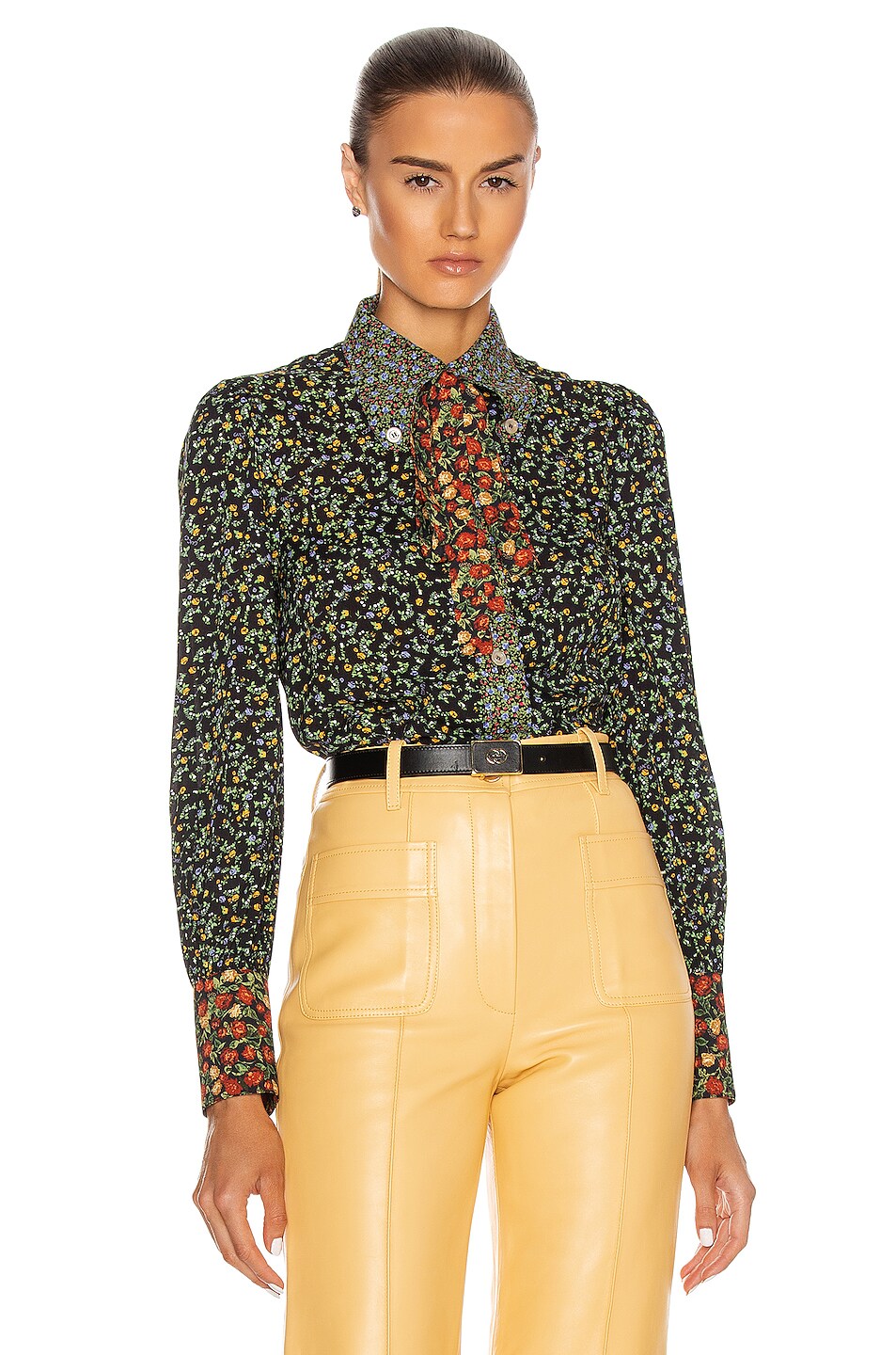 Image 1 of Gucci Patchwork Liberty Blouse in Black Mix