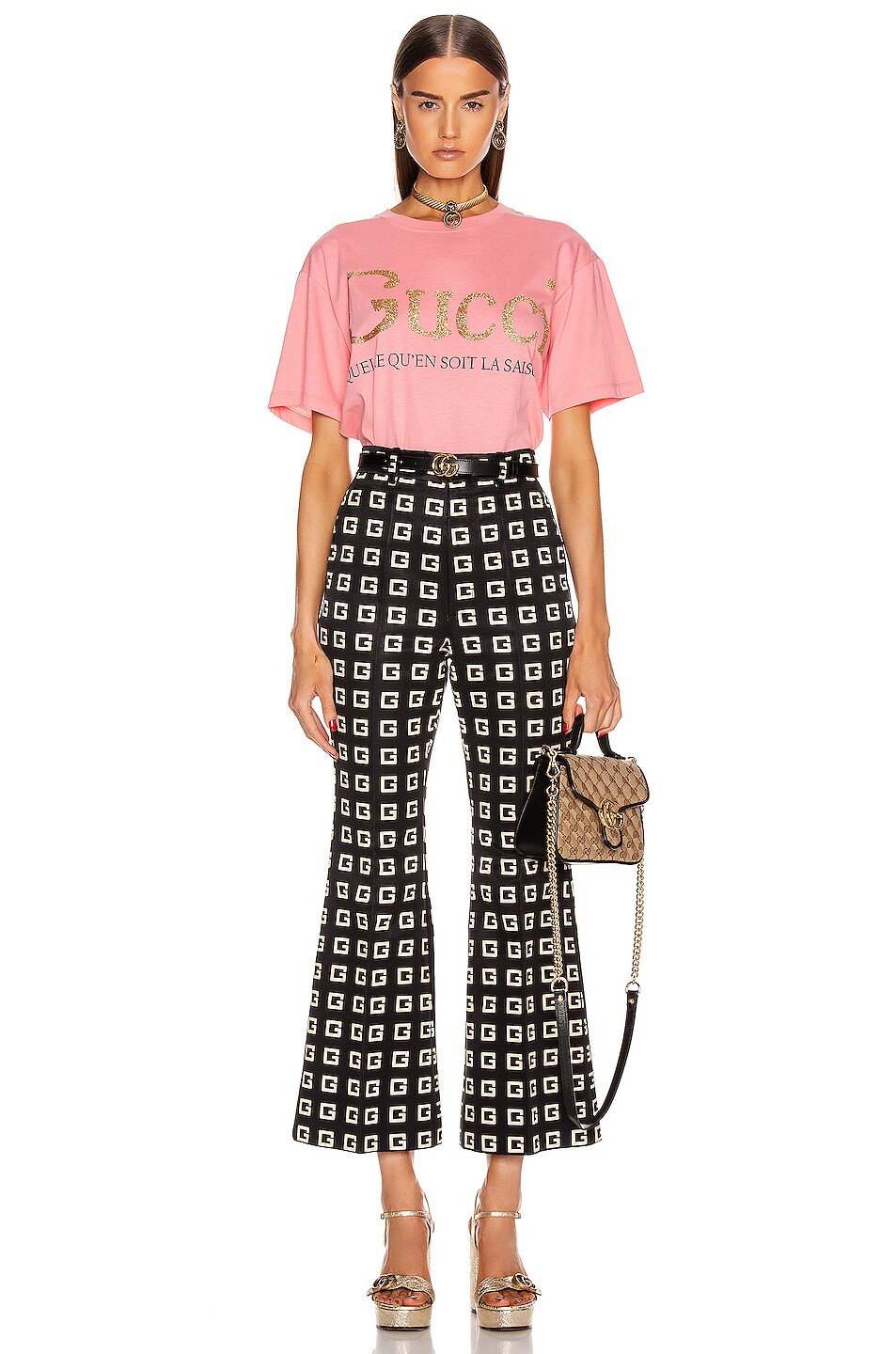 Gucci Embroidered Roses Short-sleeved T-shirt Pink Cotton main image 1