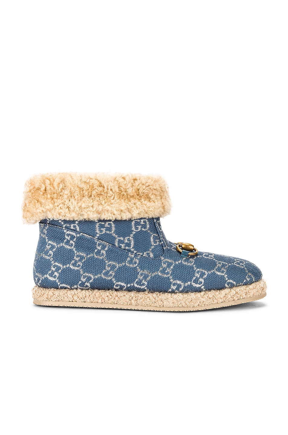 Image 1 of Gucci Fria Fabric Booties in Blue & Silver