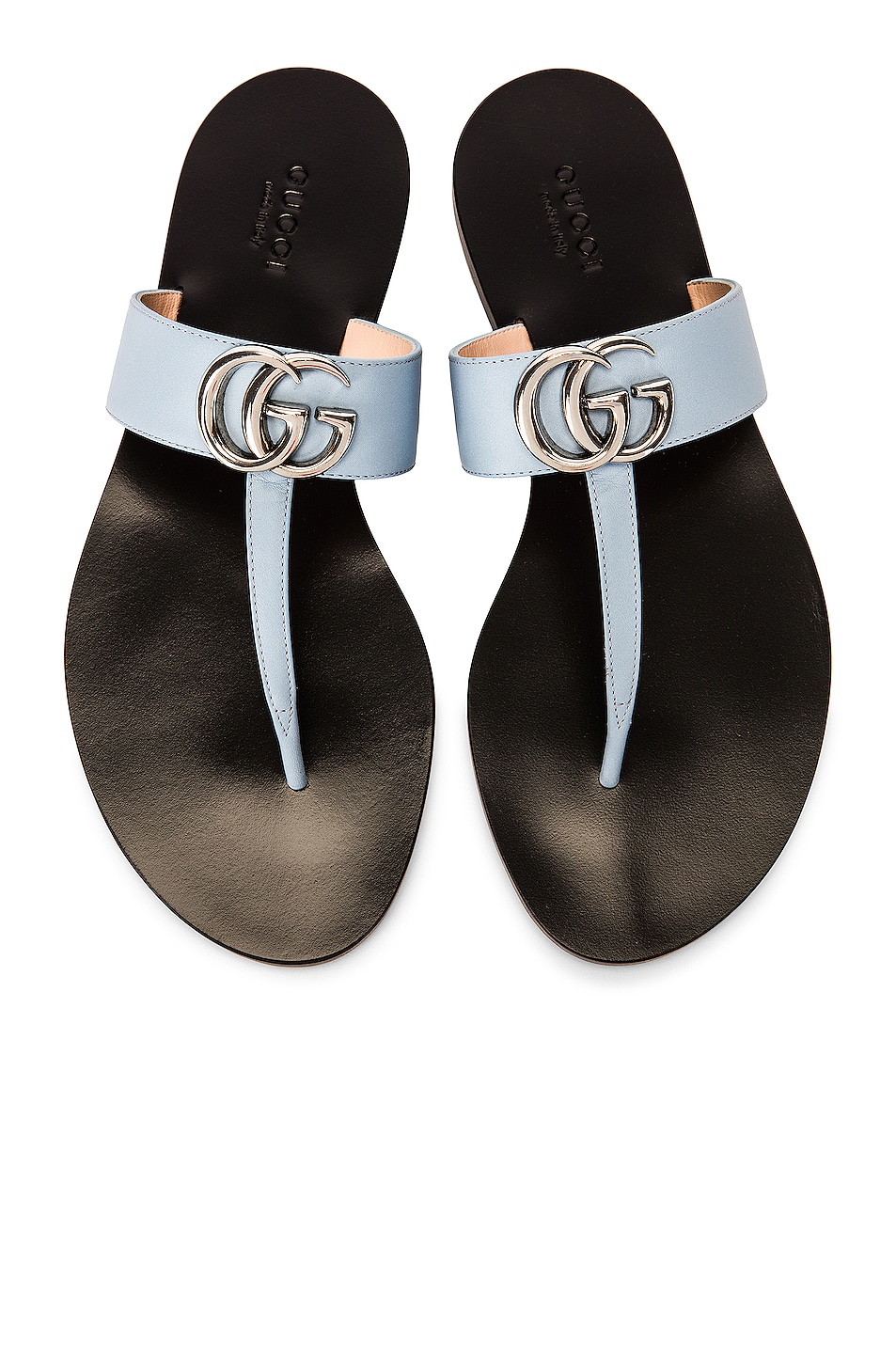 Image 1 of Gucci Marmont Leather Thong Sandals in Porcelain Light Blue