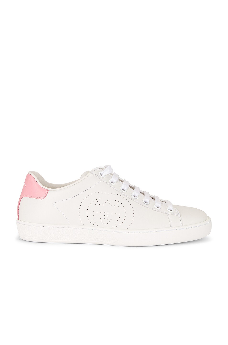 Image 1 of Gucci New Ace Leather Sneakers in Bianco & Wild Rose