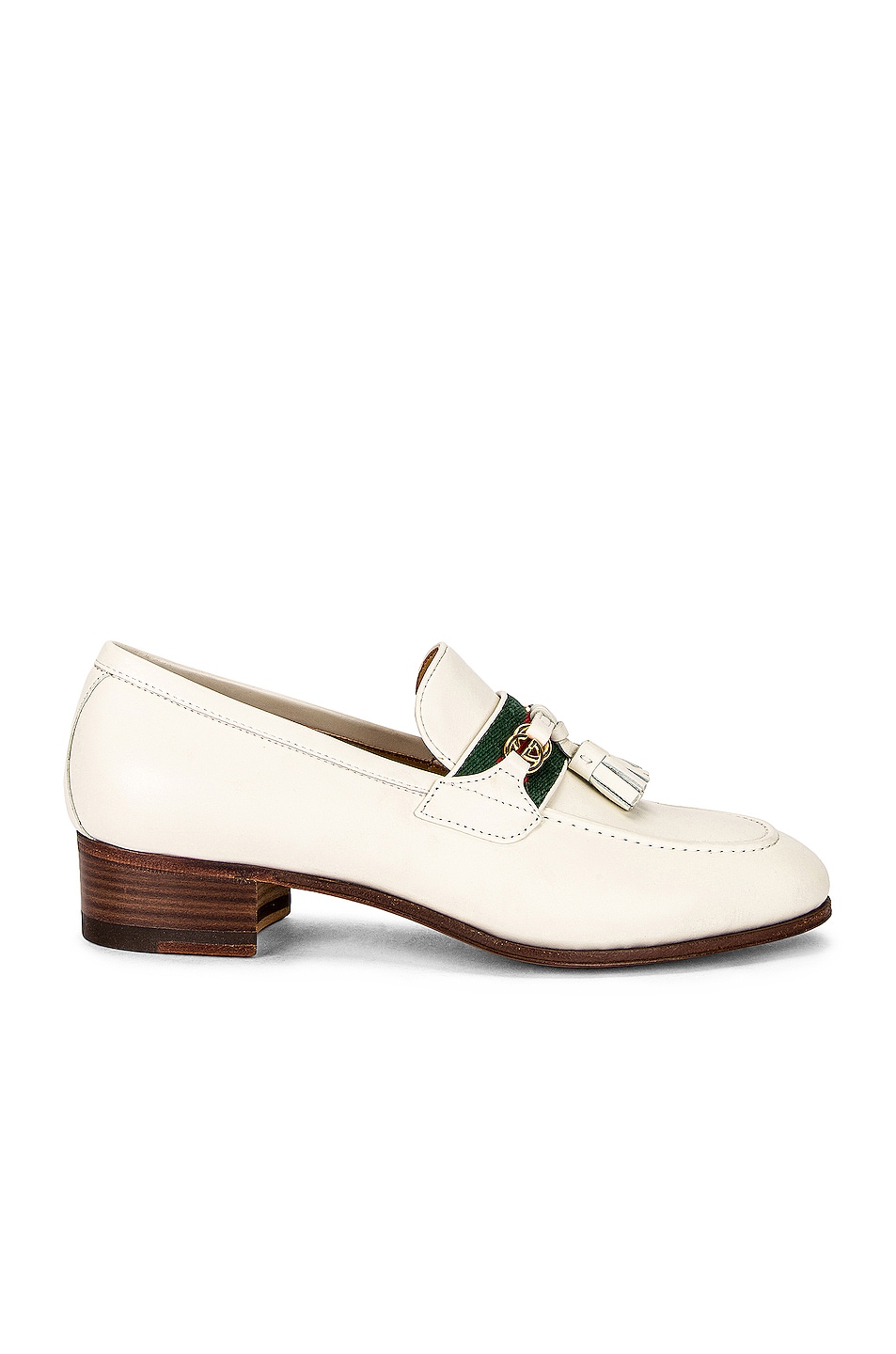 Image 1 of Gucci Paride Leather Moccasins in Dusty White