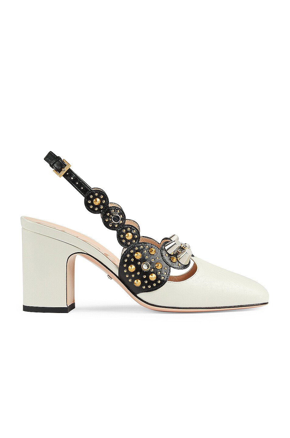 Image 1 of Gucci Paulina Leather Sandals in Dusty White & Nero