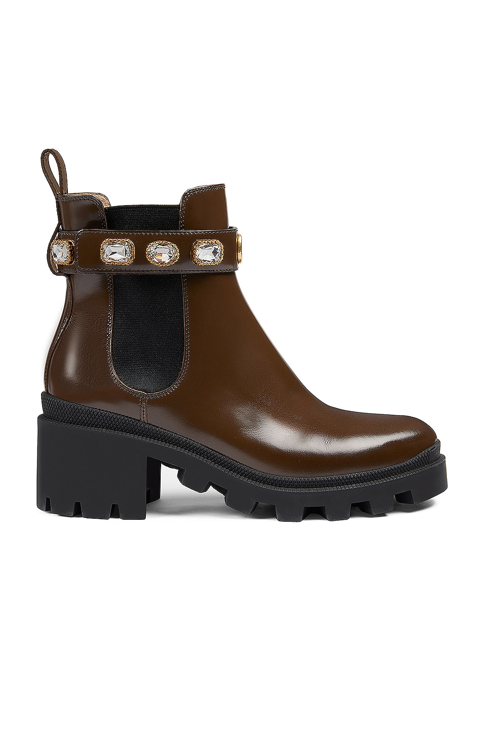 Image 1 of Gucci Trip Leather Booties in Maroon
