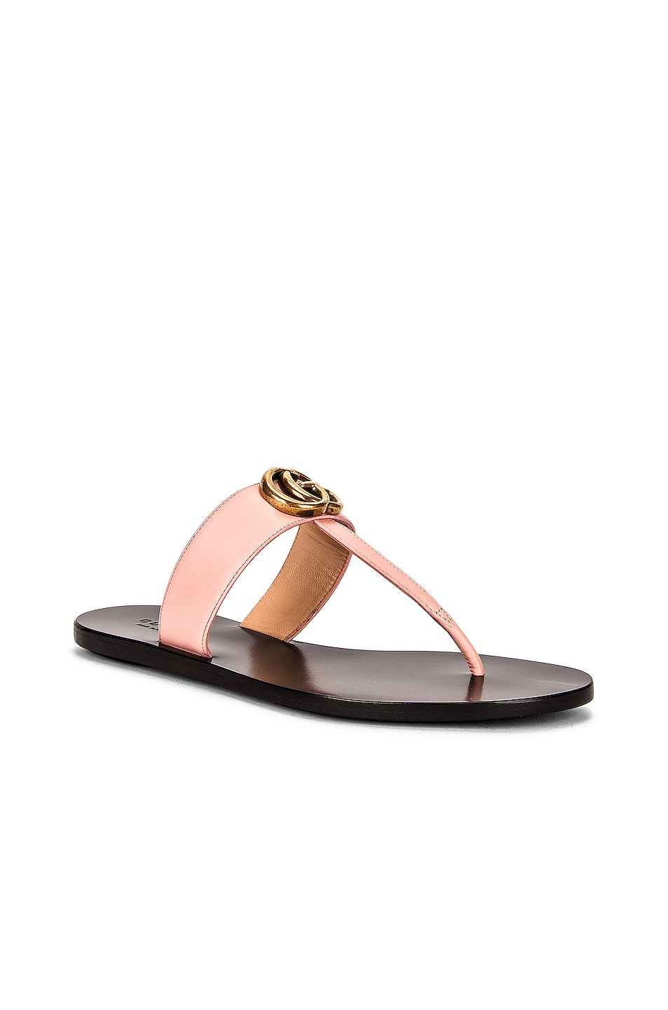 Gucci Double G Leather Thong Sandals in Pink | FWRD