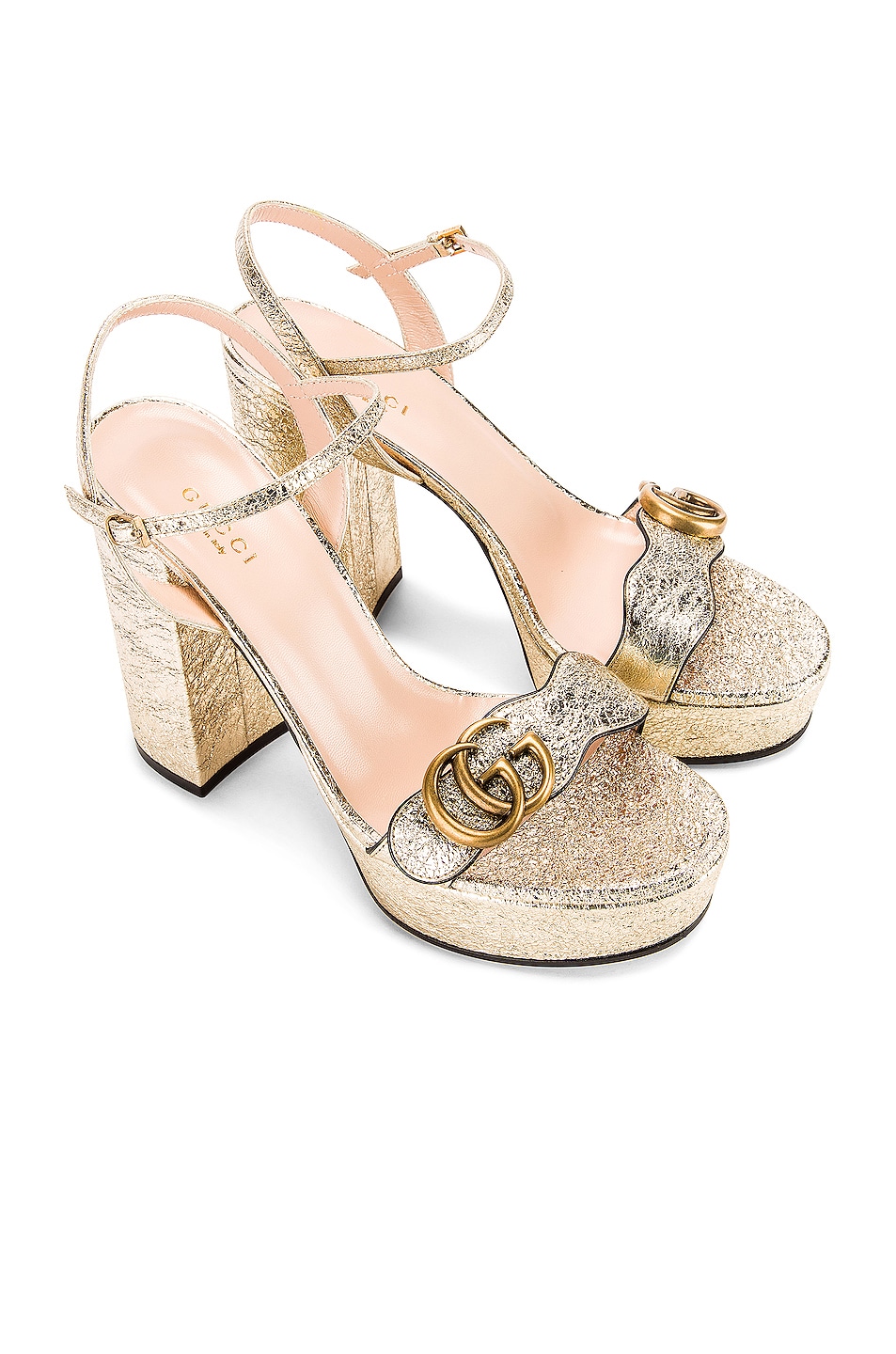 Gucci Double G Platform Sandals in Platino | FWRD