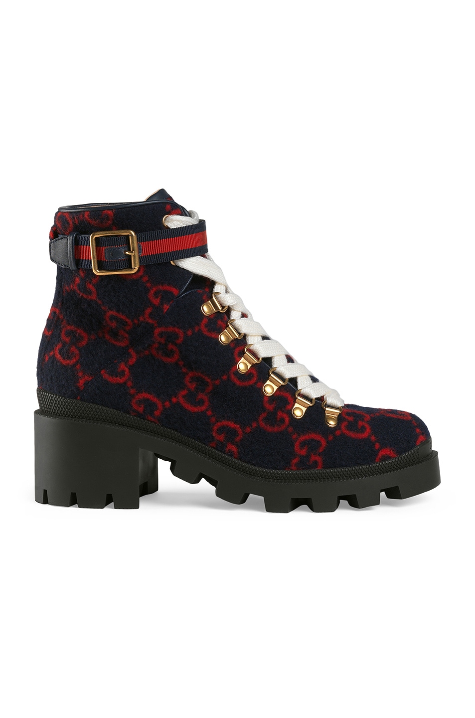 Image 1 of Gucci Wool Ankle Booties in Blue & Red