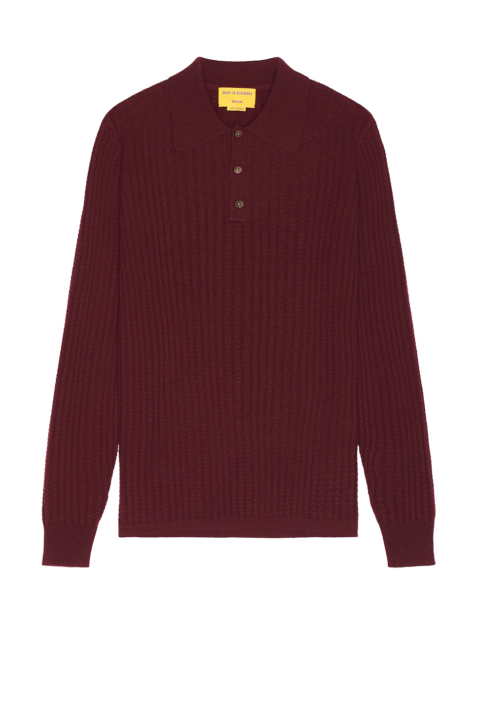 Cashmere Theo Waffle Polo in Burgundy