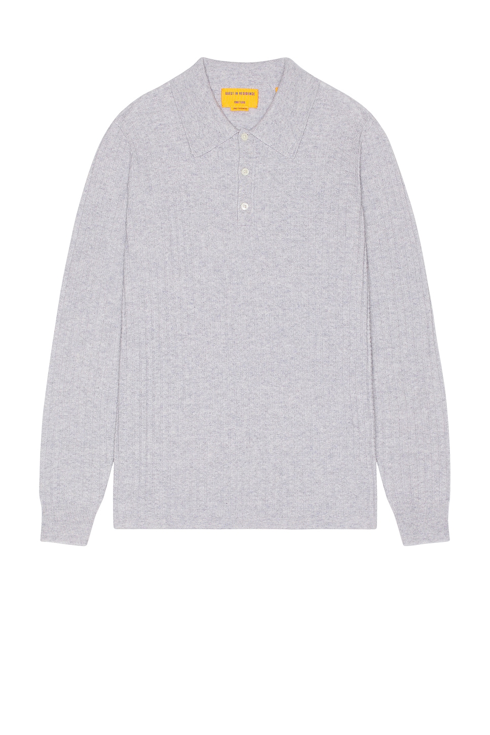 Cashmere Theo Waffle Polo in Light Grey