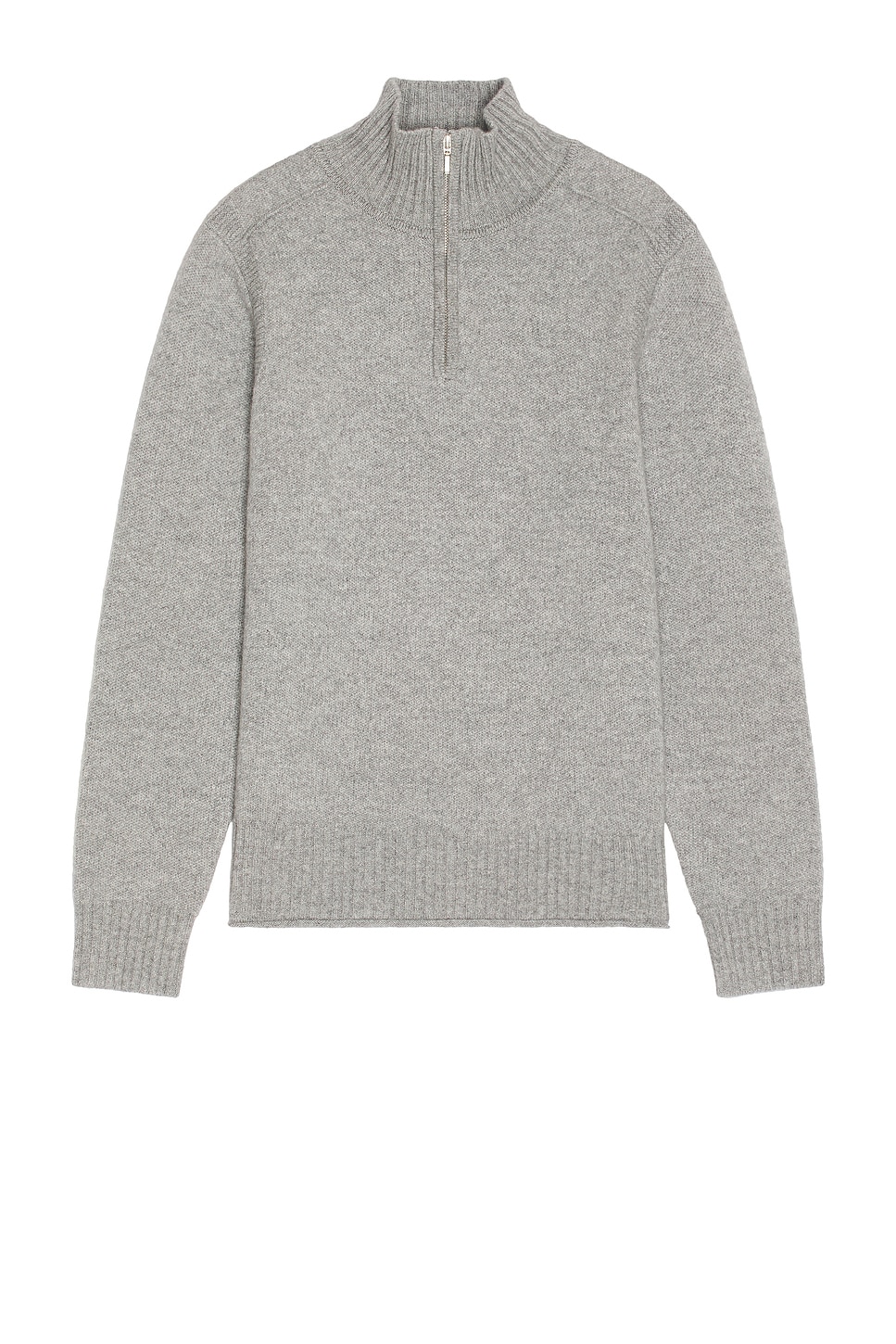 Half Zip Turtleneck Sweater in Cashmere in Light Grey