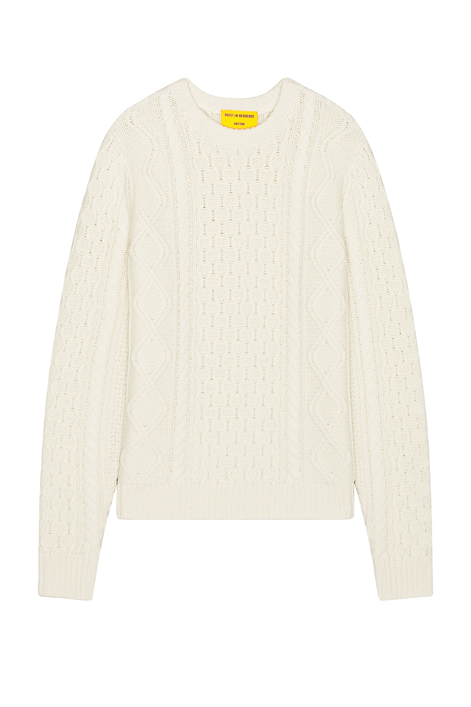 Image 1 of Guest In Residence Allday Cable Crew Neck Sweater in Cashmere Blend in Cream