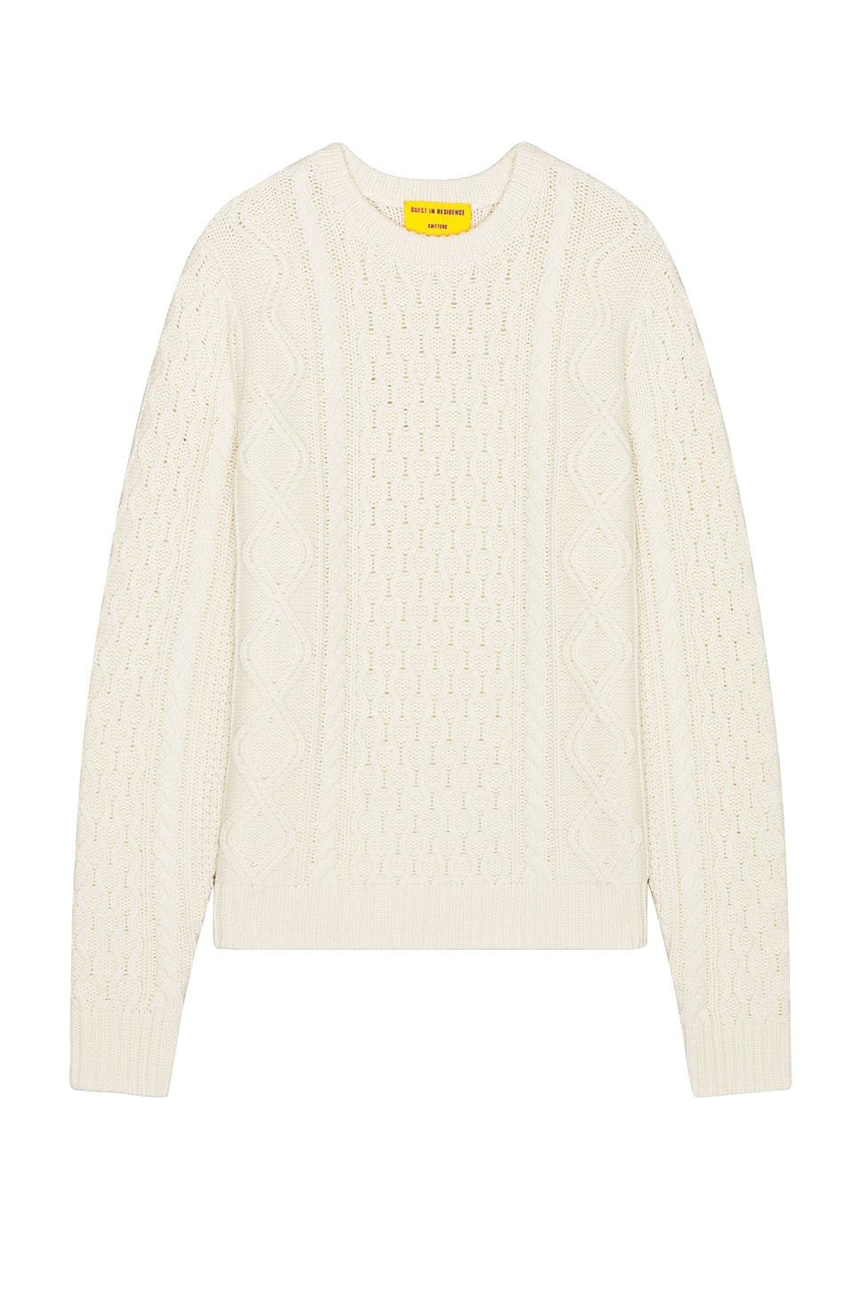 Allday Cable Crew Neck Sweater in Cashmere Blend in Cream