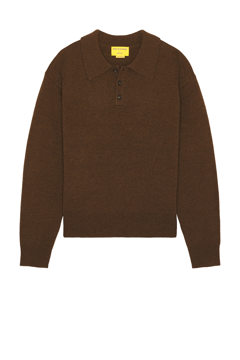 Allday Long Sleeve Polo in Cashmere in Brown