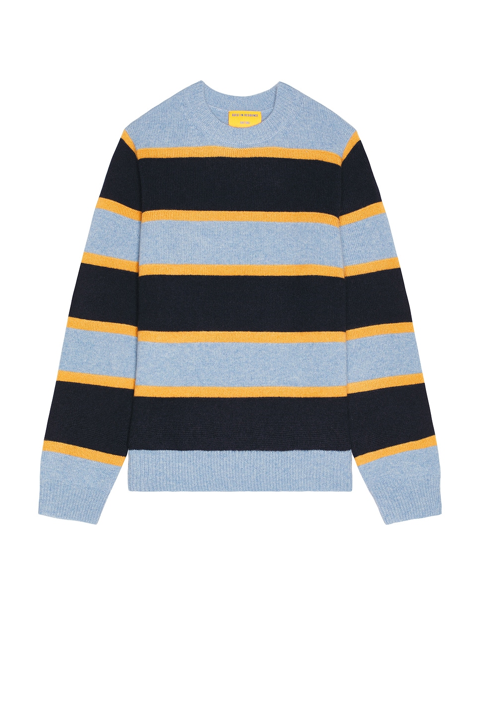 Image 1 of Guest In Residence Stripe Crew Neck Sweater in Heather Blue Combo
