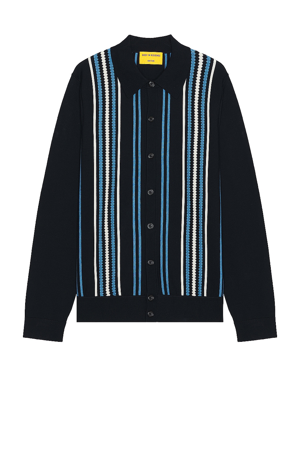 Image 1 of Guest In Residence Stripe Plaza Shirt in Midnight, Denim Blue, & Cream