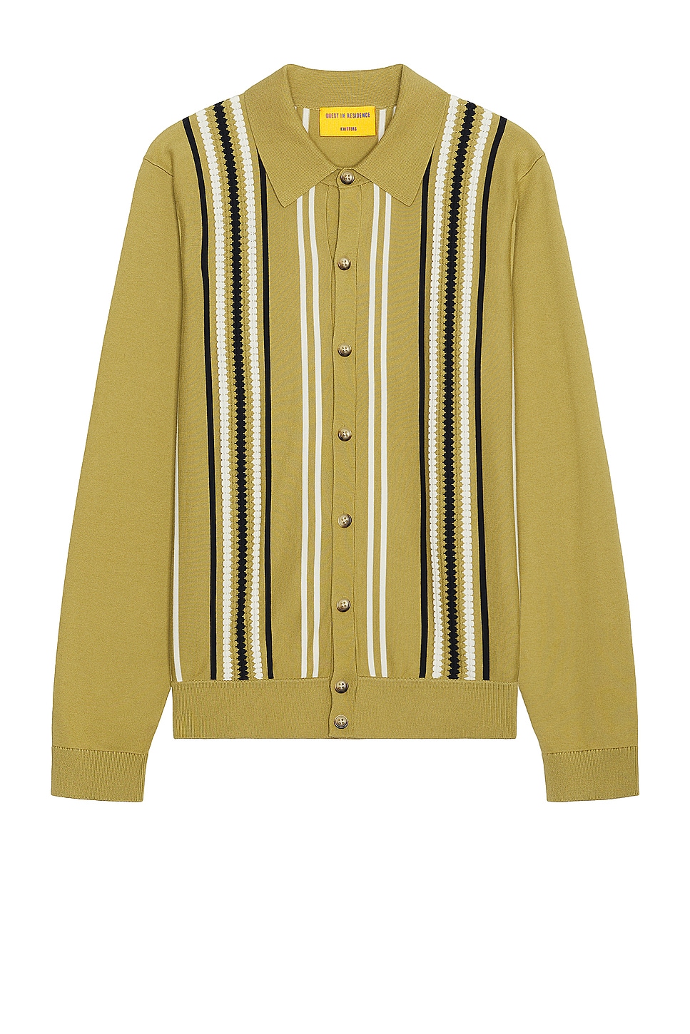 Image 1 of Guest In Residence Stripe Plaza Shirt in Olive, Cream, & Midnight