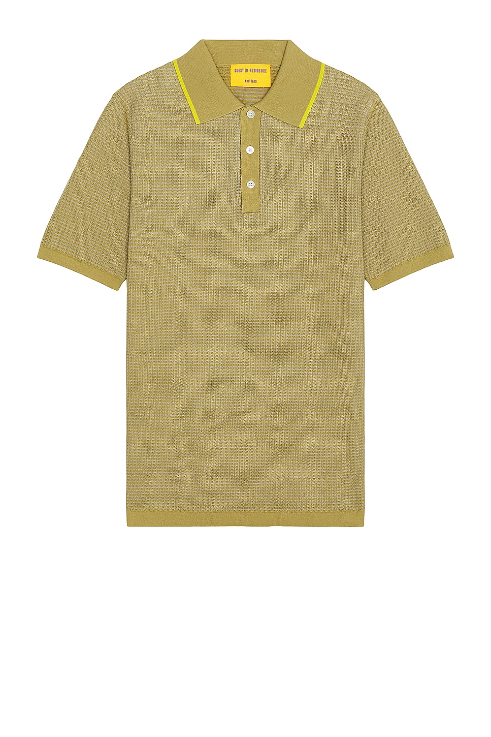 Image 1 of Guest In Residence Textured Polo in Olive, Stone, & Citrine