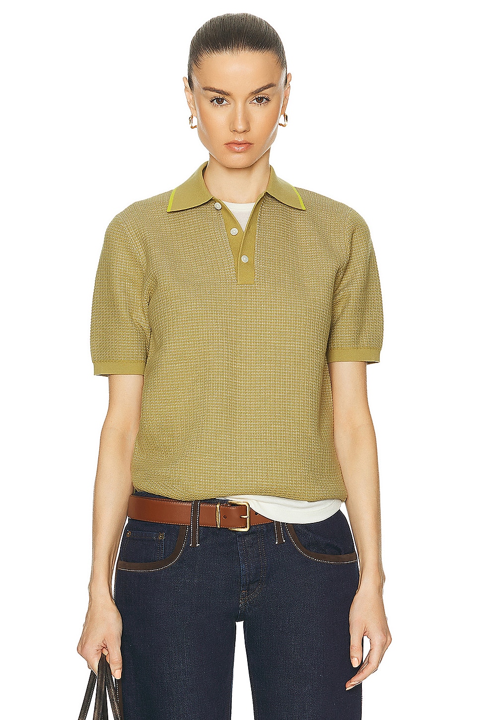 Textured Polo in Green
