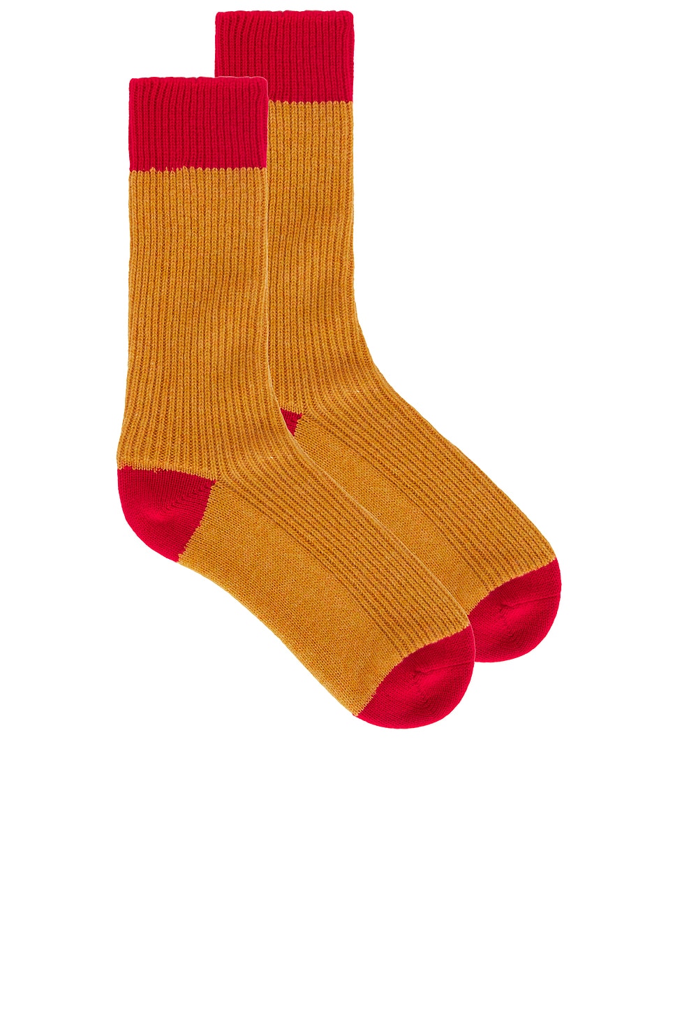 Guest In Residence The Soft Cashmere Socks In Sungold & True Red