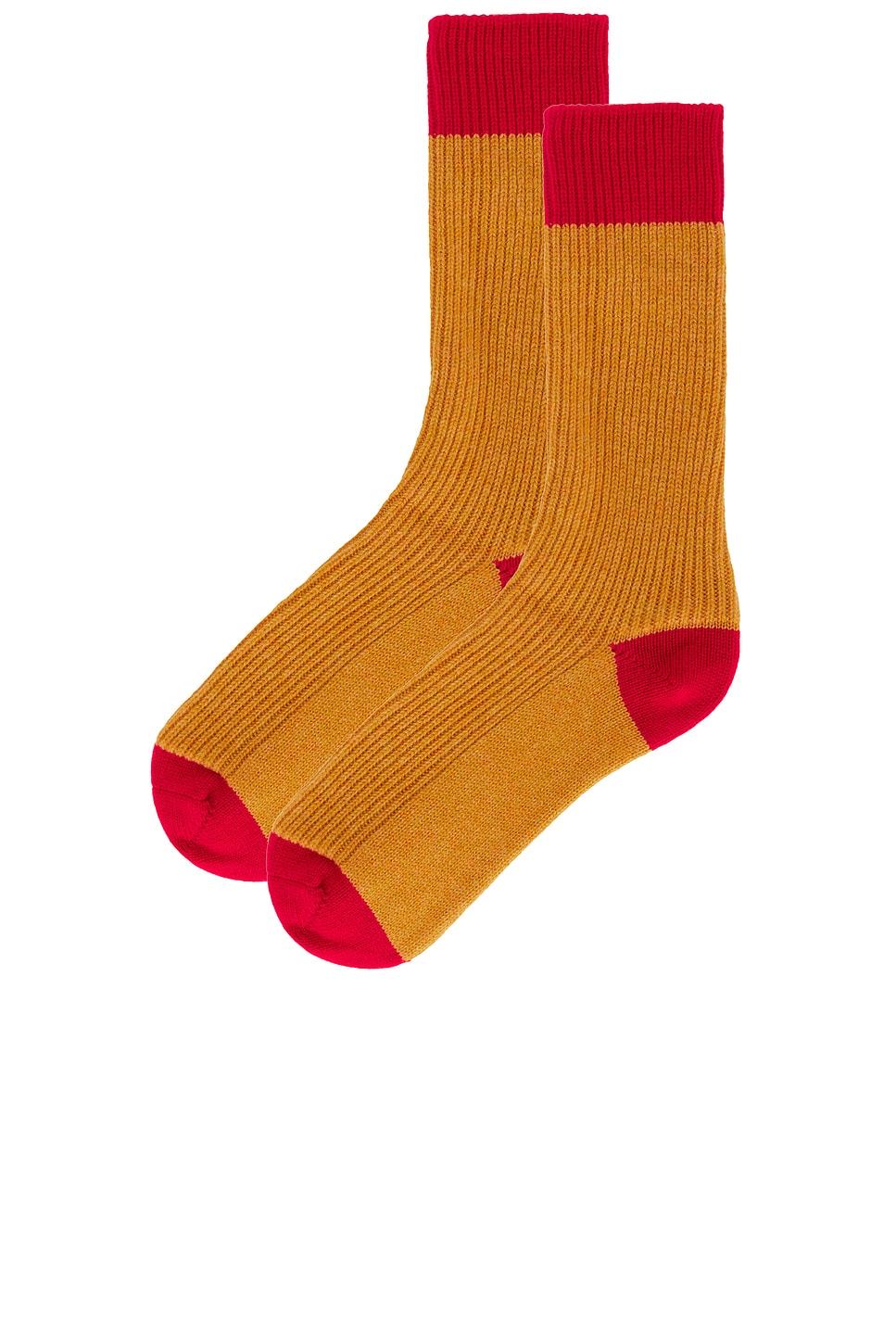 Shop Guest In Residence The Soft Cashmere Socks In Sungold & True Red