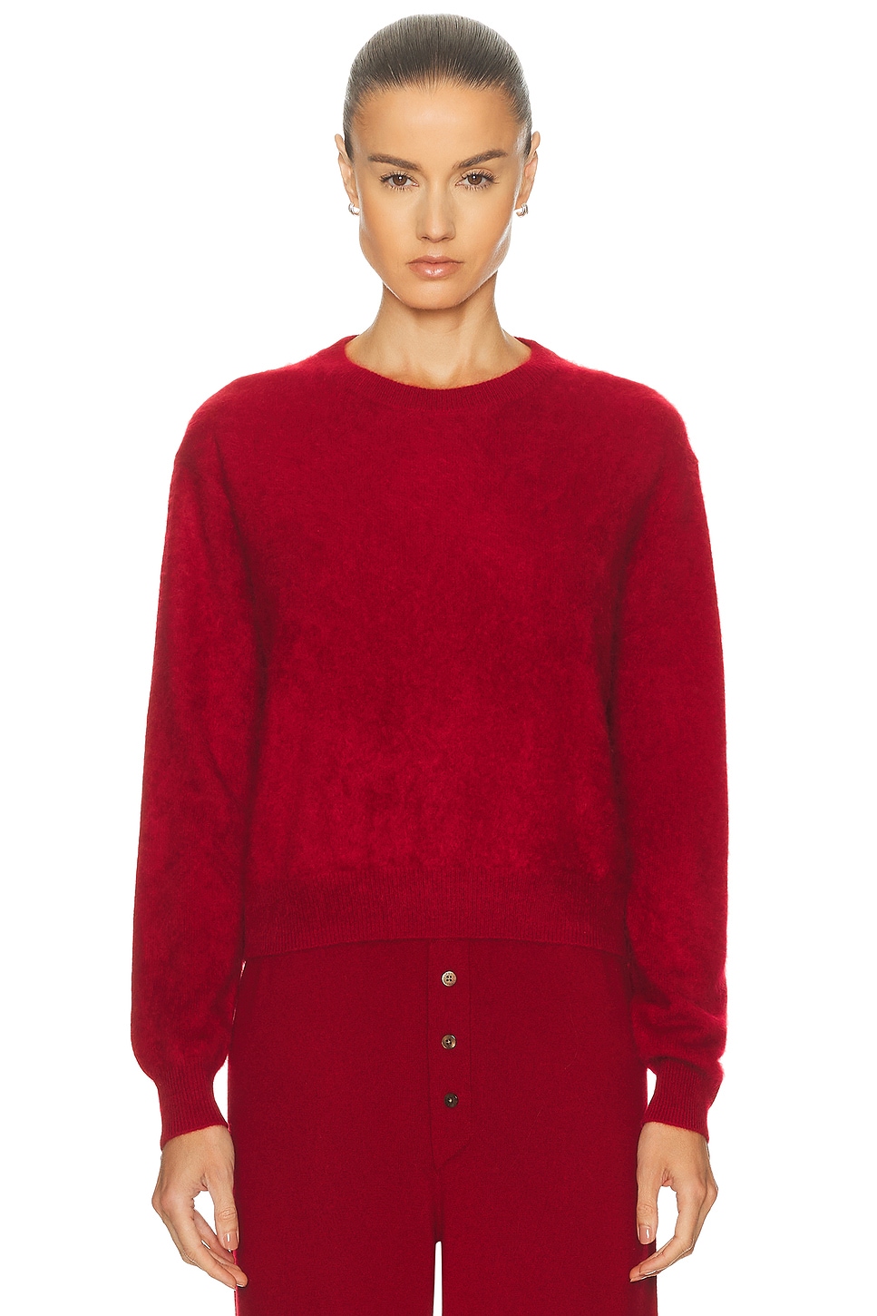 Image 1 of Guest In Residence Grizzly Crew Sweater in Ruby