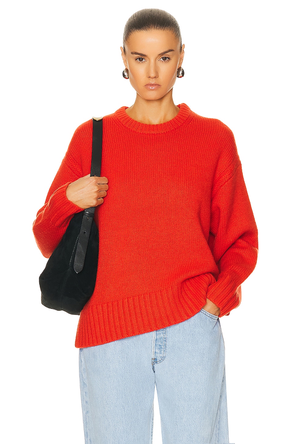 Image 1 of Guest In Residence Cozy Crew Sweater in Cherry